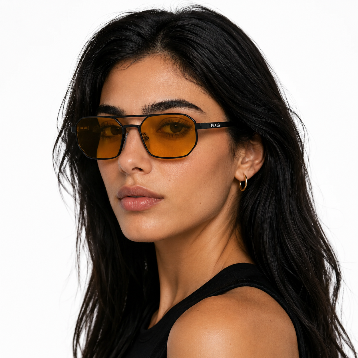 Prada PR D53S 7AB70B - Nero satinato + Lente Gialla - immagine 3