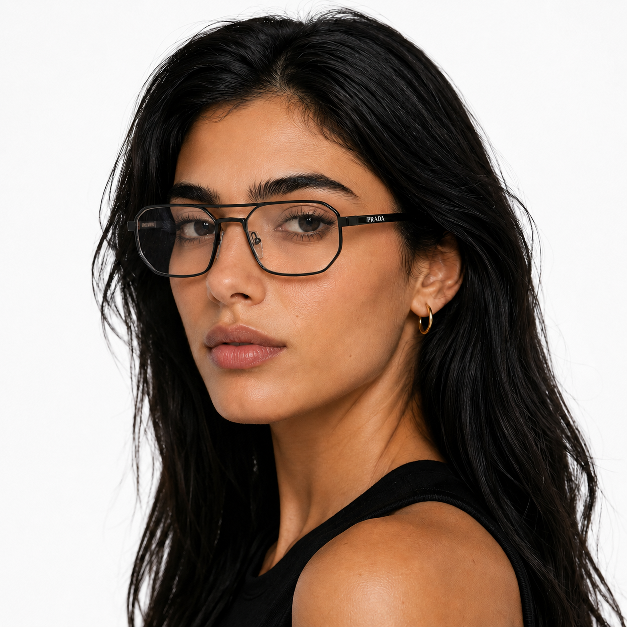 Prada PR D53S 7AB70B - Nero satinato + Lente Antiriflesso - immagine 3