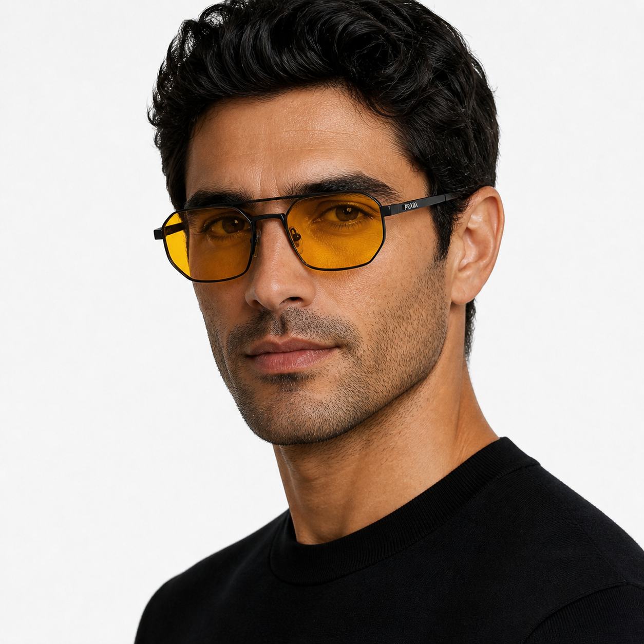 Prada PR D53S 7AB70B - Nero satinato + Lente Gialla - immagine 4